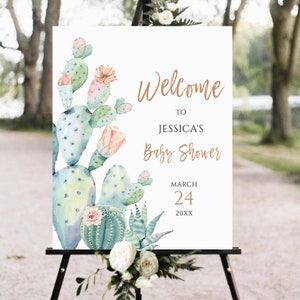Kaktus Babyparty Willkommensschild, Willkommensschild Babypartyschild, Sukkulenten Babyparty, mexikanisches Boho Fiesta Babypartyschild, druckbares Schild
