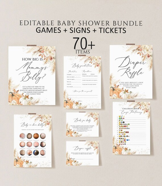 Fall Baby Shower Games Template Pumpkin Baby Shower Games - Etsy