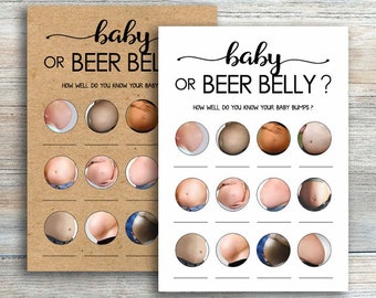 Rustic Baby Bump Beer Belly Game Pregnant or Beer Belly Game Baby Shower Games Printable Beer Belly or Baby Bump Shower Game Kraft byh149