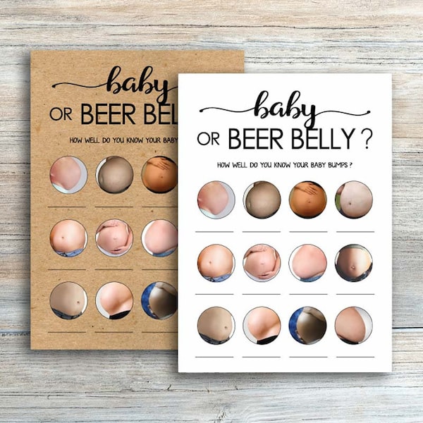 Rustic Baby Bump Beer Belly Game Pregnant or Beer Belly Game Baby Shower Games Printable Beer Belly or Baby Bump Shower Game Kraft byh149