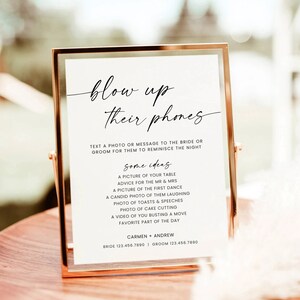 Blow Up Their Phones Sign, Wedding Photo Hunt Game sign, Minimalist Wedding Sign, Take Action Sign, I Spy Wedding Game, Editable Template