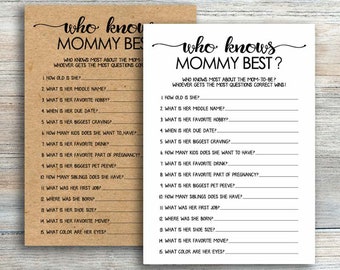 Who Knows Mommy Best Baby Shower Game (Digital Download)
