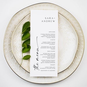 Modern Wedding Menu, Minimal Wedding Menu Template, Simple wedding menu, Printable Gold Wedding Menu, Editable Boho Wedding Menu Download