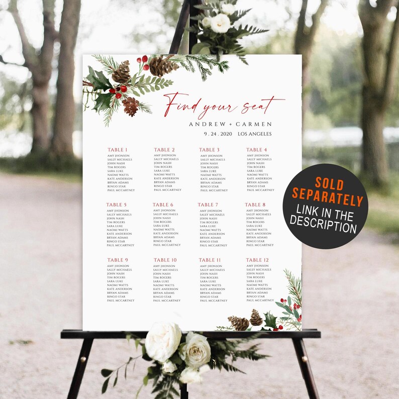Christmas Menu Card, Holiday Menu Template, Instant Download, Printable ...