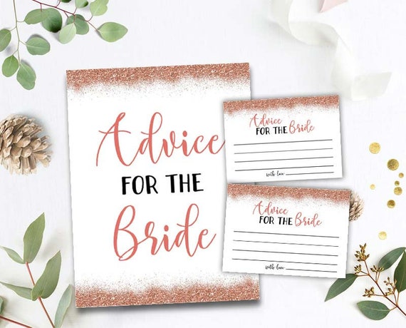Bridal Shower Advice Cards Bridal Shower Games Printable | Etsy