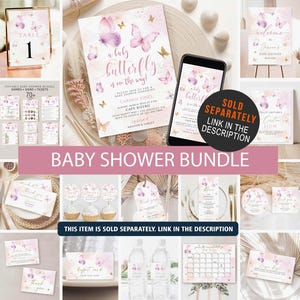 Butterfly Baby Shower Welcome Sign, Purple Pink Theme (Printable) image 4