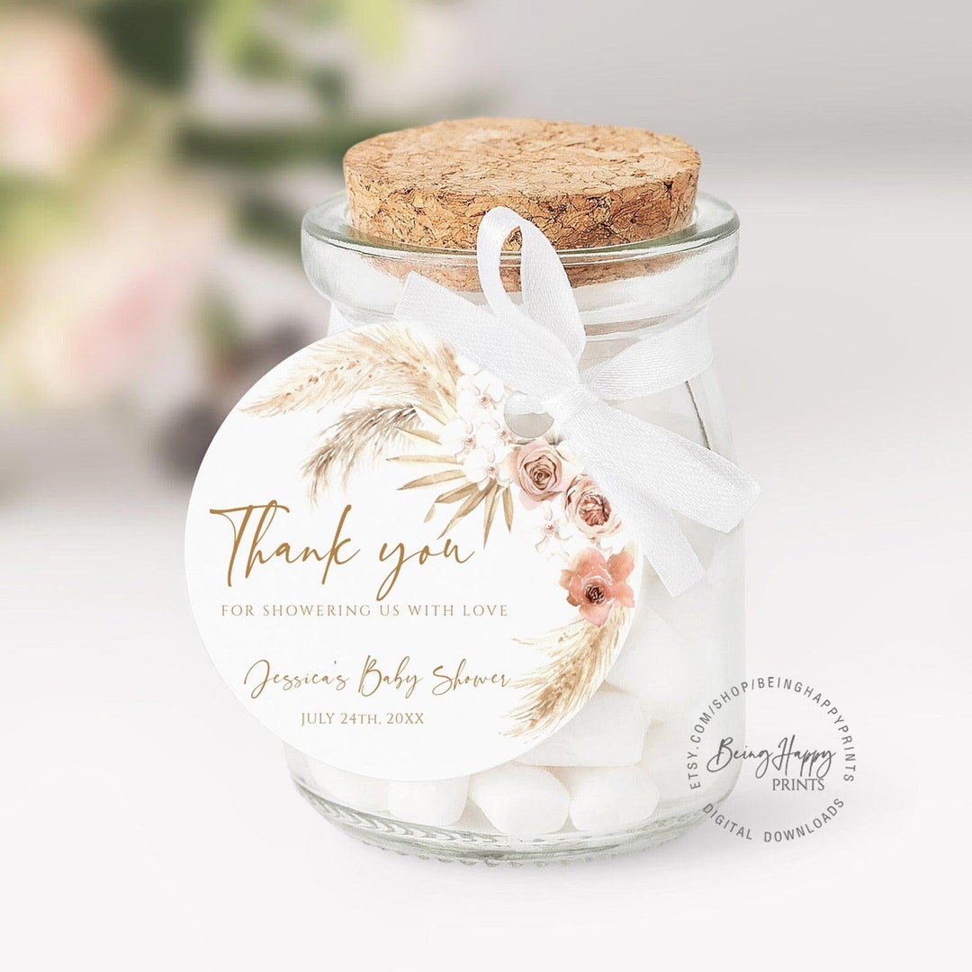 Editable Pampas Grass Baby Shower Favor Tags Bohemian Baby Shower Favor ...