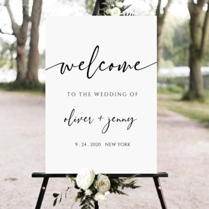 Wedding Welcome Sign Template, minimalist wedding welcome sign, Welcome To Our Wedding Sign, Printable, Editable, Instant Download uj132
