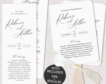 Wedding Program Template, Modern Wedding Ceremony Program Printable, Modern Calligraphy,Fan Wedding program template,INSTANT Download,uj270