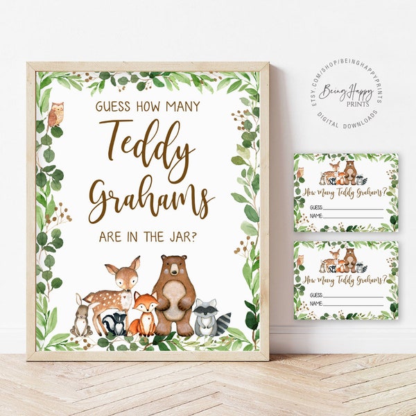 Guess How Many Teddy Grahams Woodland Baby Shower - Etsy