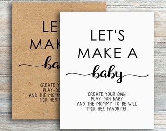 Lets Make A Baby Game, Play Doh Baby Shower Game, Printable Baby Shower Games, Lets Make A Baby Play-Doh Game, Minimalist Baby Games, Rustic