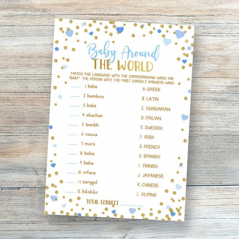 Baby Around the World Baby in Different Language Game Blue Etsy