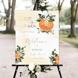 Clementine Baby Shower Welcome Sign Template, Little Cutie Baby Shower Welcome Sign, Citrus Baby Shower Sign Gender Neutral Oranges sign