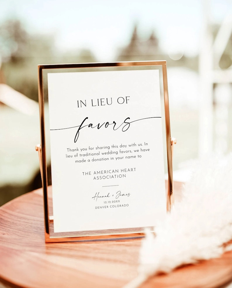 Donation Wedding Sign Template, in Lieu of Favors (printable Download ...