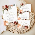 Little pumpkin baby shower invitation set template, fall baby shower invitations, autumn leaves rustic baby shower invites, fall floral