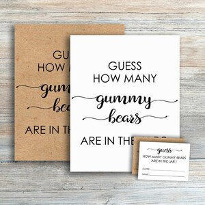 Indovina quanti orsetti gommosi ci sono nel vaso Segno del gioco Rustico Indovina quanti giochi per baby shower Stampabile Genere neutro Baby Shower Segno uj108