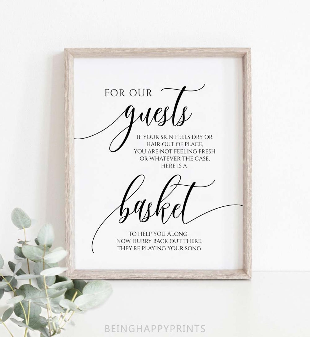 Wedding Bathroom Basket Sign, Printable Wedding Restroom Sign, Wedding