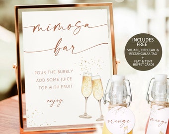 Mimosa Bar Sign, Bridal Shower Brunch, Juice Tags (Digital Download)