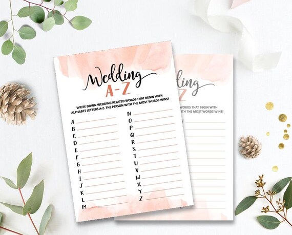 Wedding Alphabet Game Wedding A to Z Wedding Shower Games - Etsy