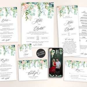 Printable Wedding Invitation Set Template Download Wedding - Etsy