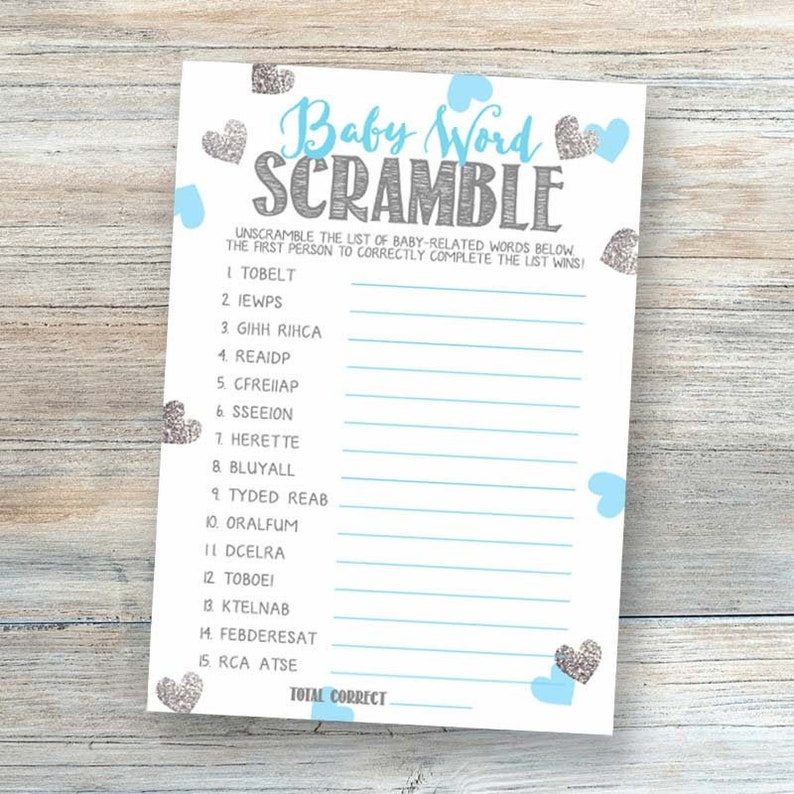Free Printable Blue Baby Scramble Game