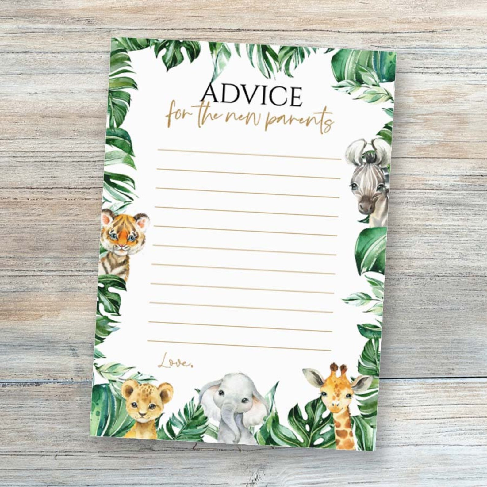 Safari Baby Shower Advice Cards Baby Shower Games Printable Etsy