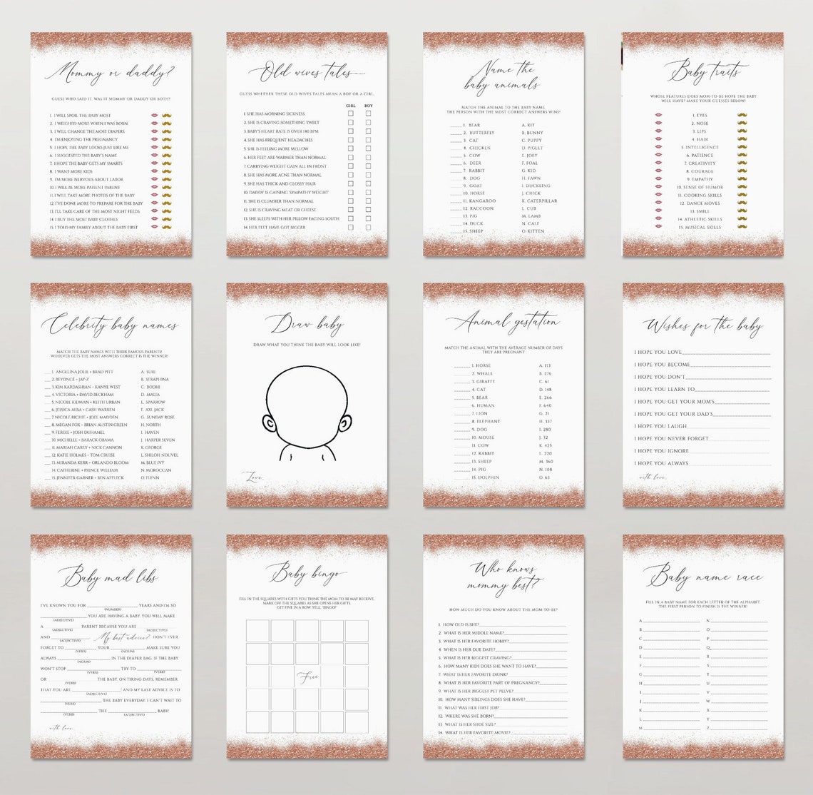 Editable Baby Shower Games Printable Baby Shower Games | Etsy