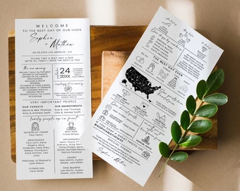 Infographic Wedding Program Template, Timeline Design (Editable)