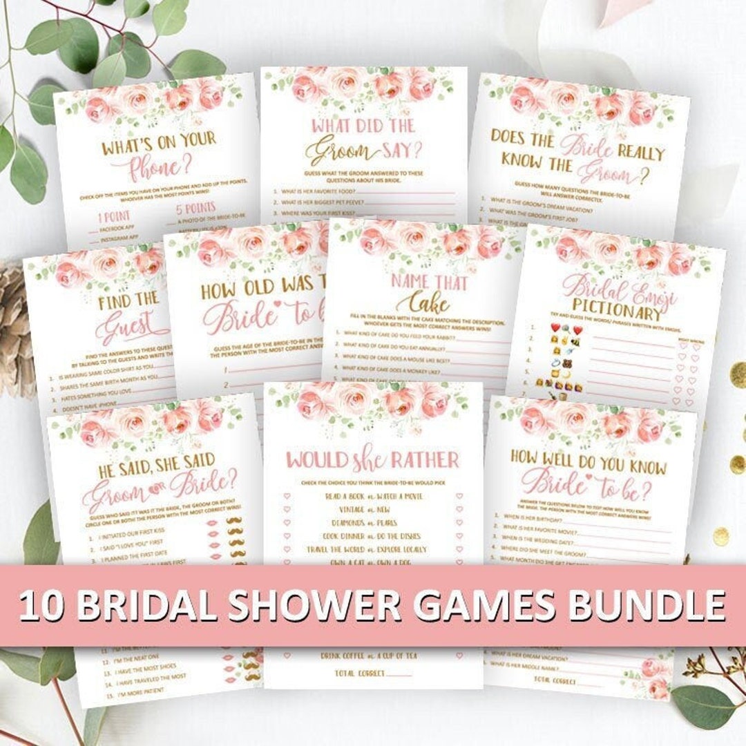 Bridal Shower Games, Printable, Bridal Shower Games Bundle, Wedding ...