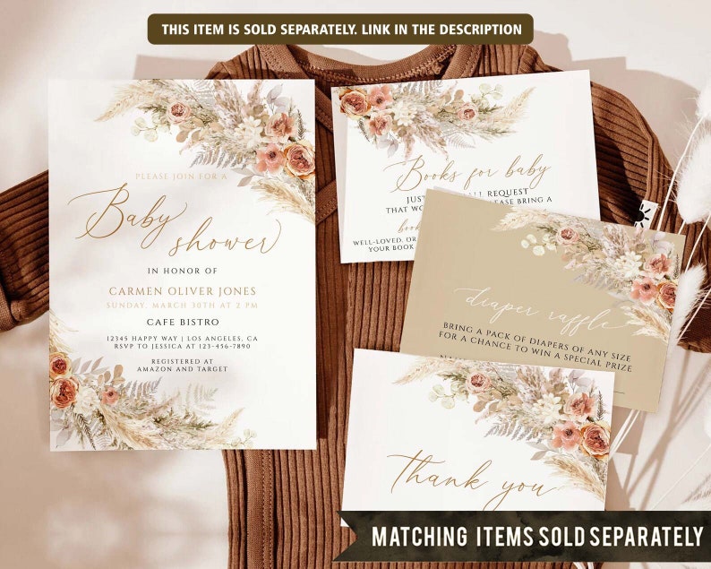 Editable Pampas Grass Baby Shower Favor Tags Bohemian Baby Shower Favor ...