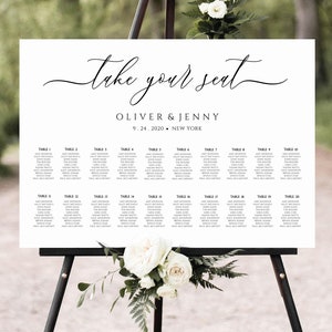 Hochzeit Sitzplan Vorlage, moderne Kalligraphie, Hochzeit Tisch Sitzplan Zeichen, druckbar, bearbeitbar, Templett INSTANT Download, uj182