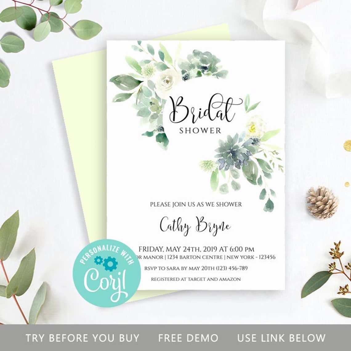 Summer Bridal Shower Invitation Bridal Shower Invitation Etsy