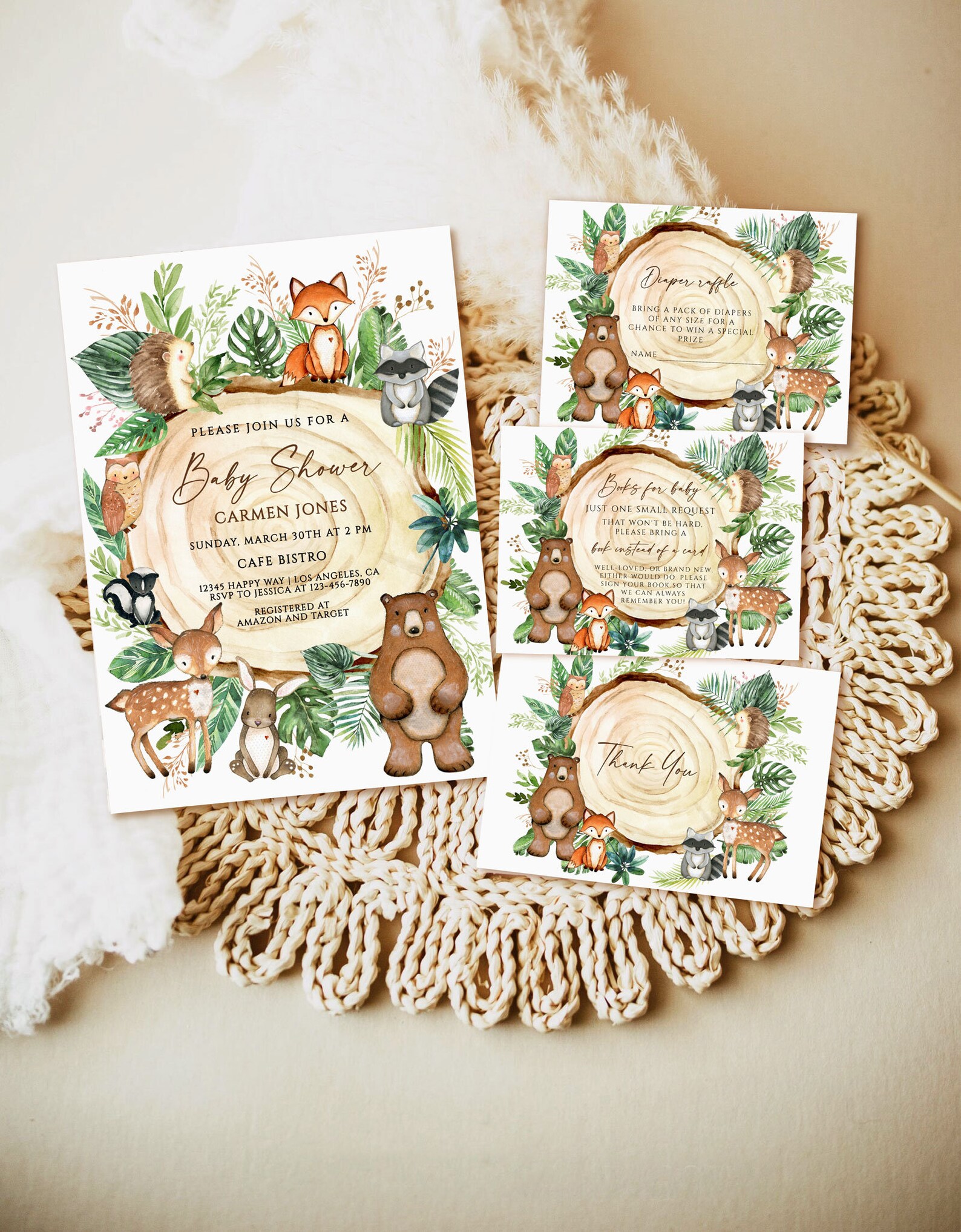 Woodland Baby Shower Invitation Template Printable Baby Etsy