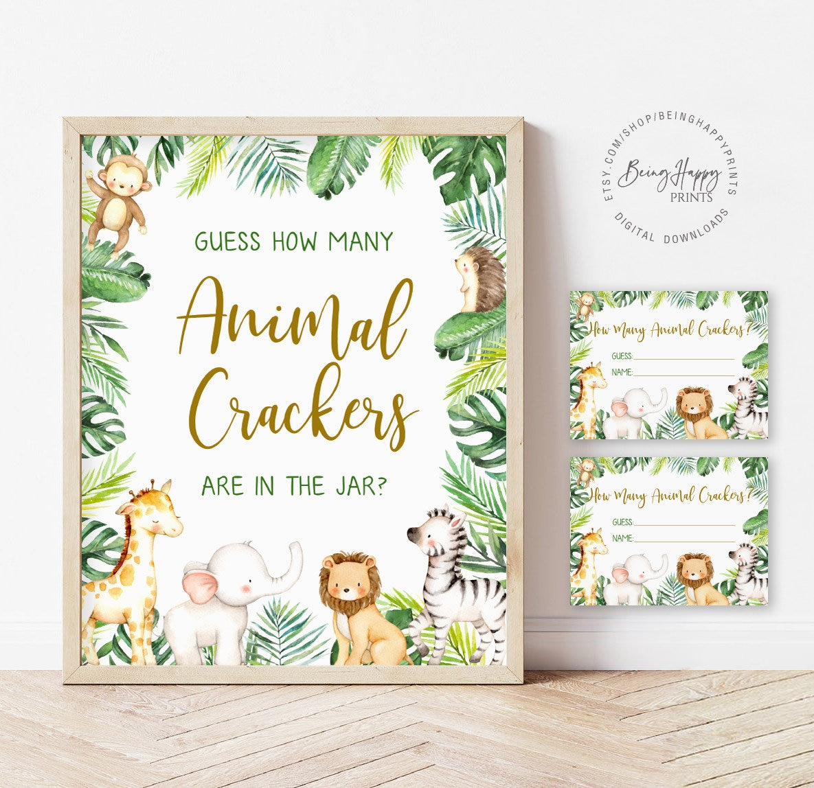 Guess How Many Animal Crackers Game Jungle Baby Shower Games - Etsy New  Zealand