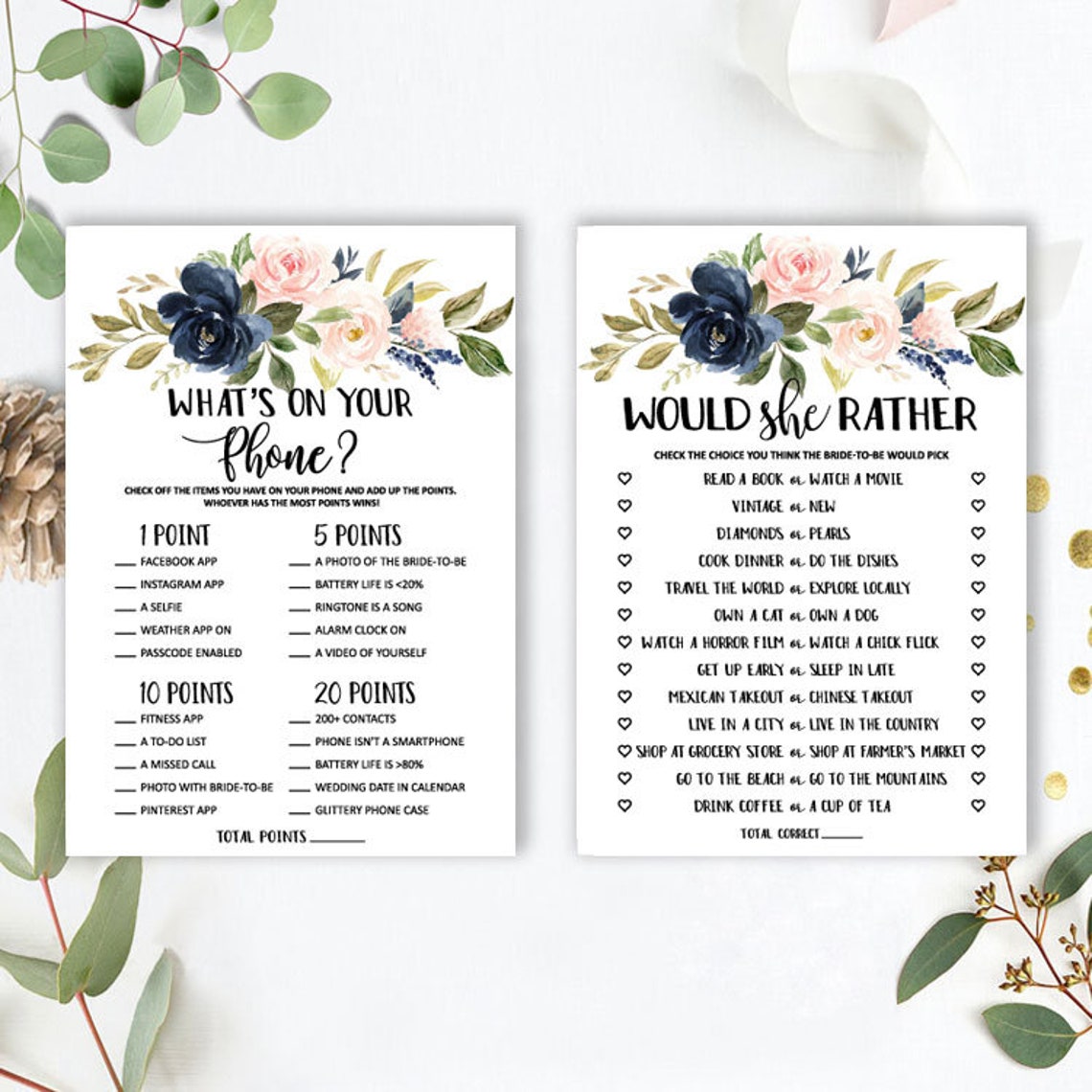 Bridal Shower Games Floral Bridal Shower Games Bridal Shower Etsy
