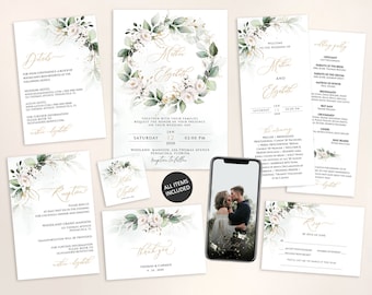Printable Wedding Invitation Set Template Download, Wedding Invitations, Wedding Template, Wedding Program, Wedding Invites, Thank You,yv927