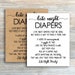 Late Night Diapers Printable, Rustic Baby Shower Games Printable, Diapers Game Diaper Thoughts Sign Diaper Message Game Kraft Paper byh141 