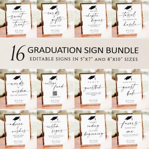 Editable Graduation Party Signs Template Bundle, Printable Graduation Signs Bundle,Grad Signs,Custom Graduation Table Signs Instant Download