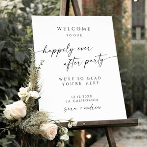 Minimalist Wedding Welcome Sign, Happily Ever After Party Welcome Sign, Modern Elopement Welcome Sign, Editable Welcome Sign Template