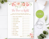 Pink Floral Baby Shower Game, The Price is Right (Editable Template)