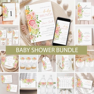 Little Cutie Baby Shower Invitation Bundle, Orange Baby Shower Games,  Invite, Citrus Baby Shower Welcome Sign, Editable Signs Template