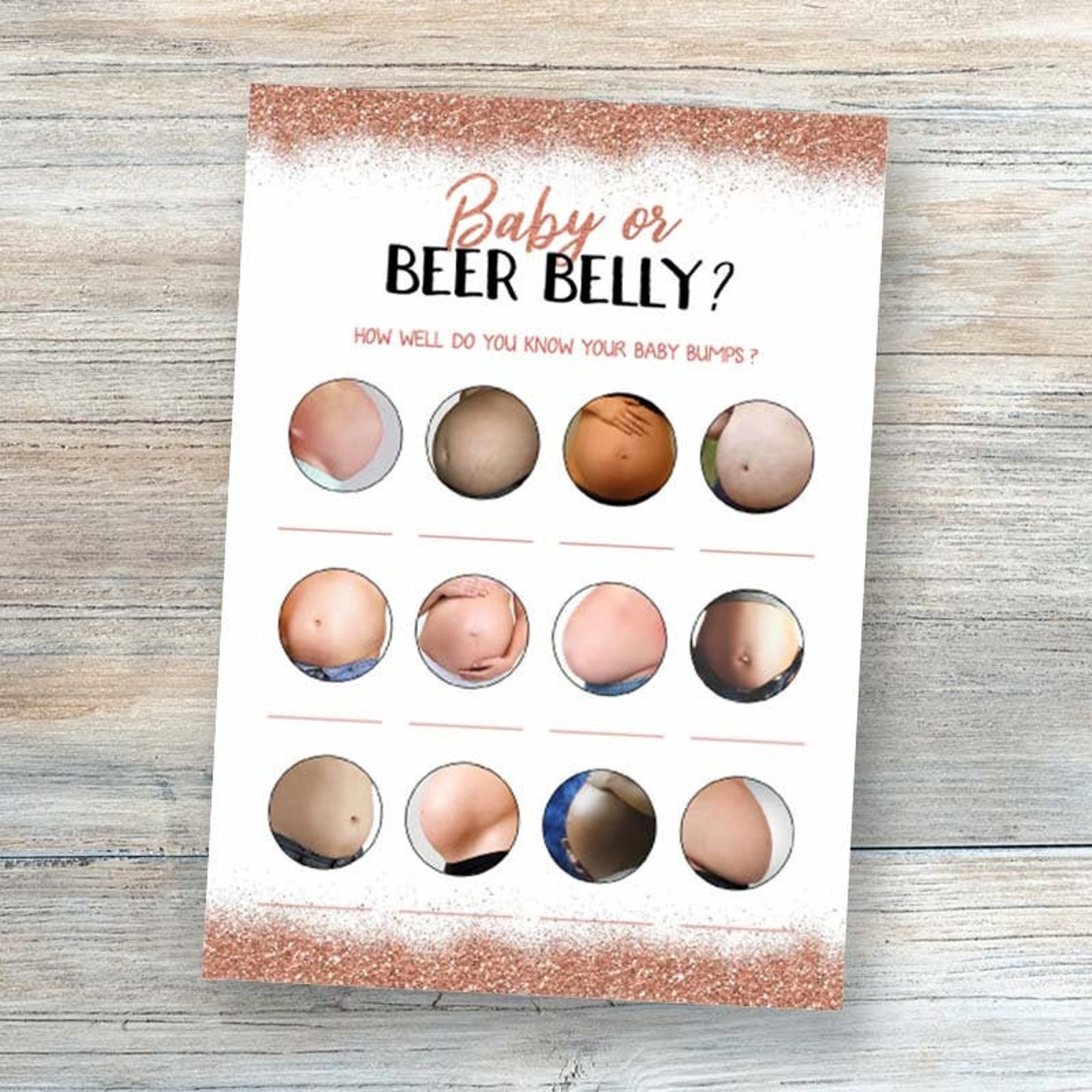Baby Bump Beer Belly Game Pregnant or Beer Belly Rose Gold Etsy