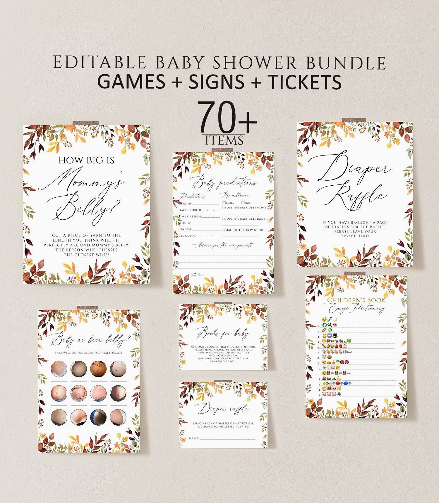 Fall Baby Shower Games Template Pumpkin Baby Shower Games - Etsy