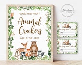Woodland Baby Shower Game, Guess How Many Animal Crackers (Instant Download)