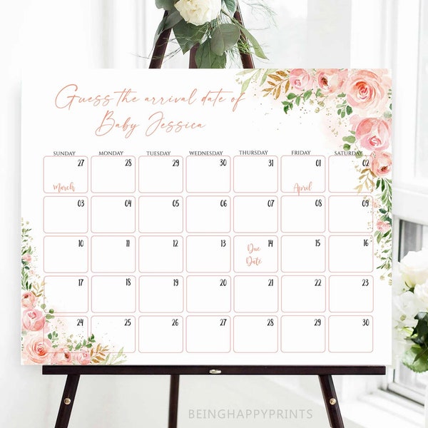 Rosa Blumen Baby Geburtsdatum Kalender, Guess Baby Geburtsdatum, Guess Baby Geburtstagskalender, Guess Baby Geburtstag, Baby Voraussage, Fälligkeitsdatum Spiel