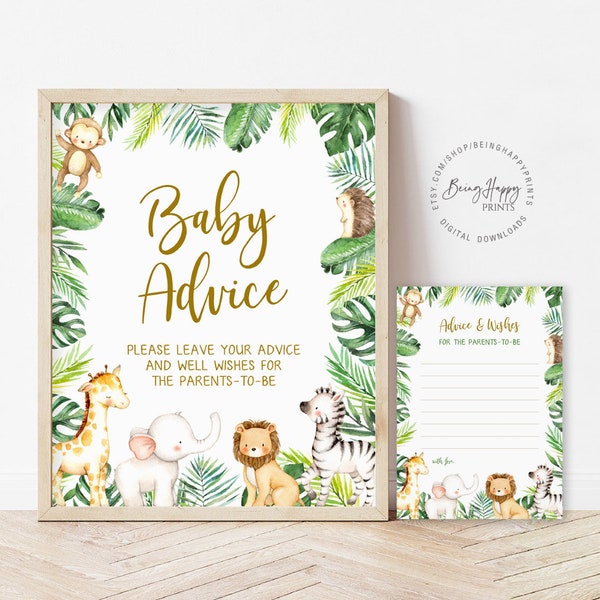 Advice for Parents To Be Safari Baby Shower Advice Cards and Sign Jungle Animals Baby Shower Games Printable Advice for New Parents uj209