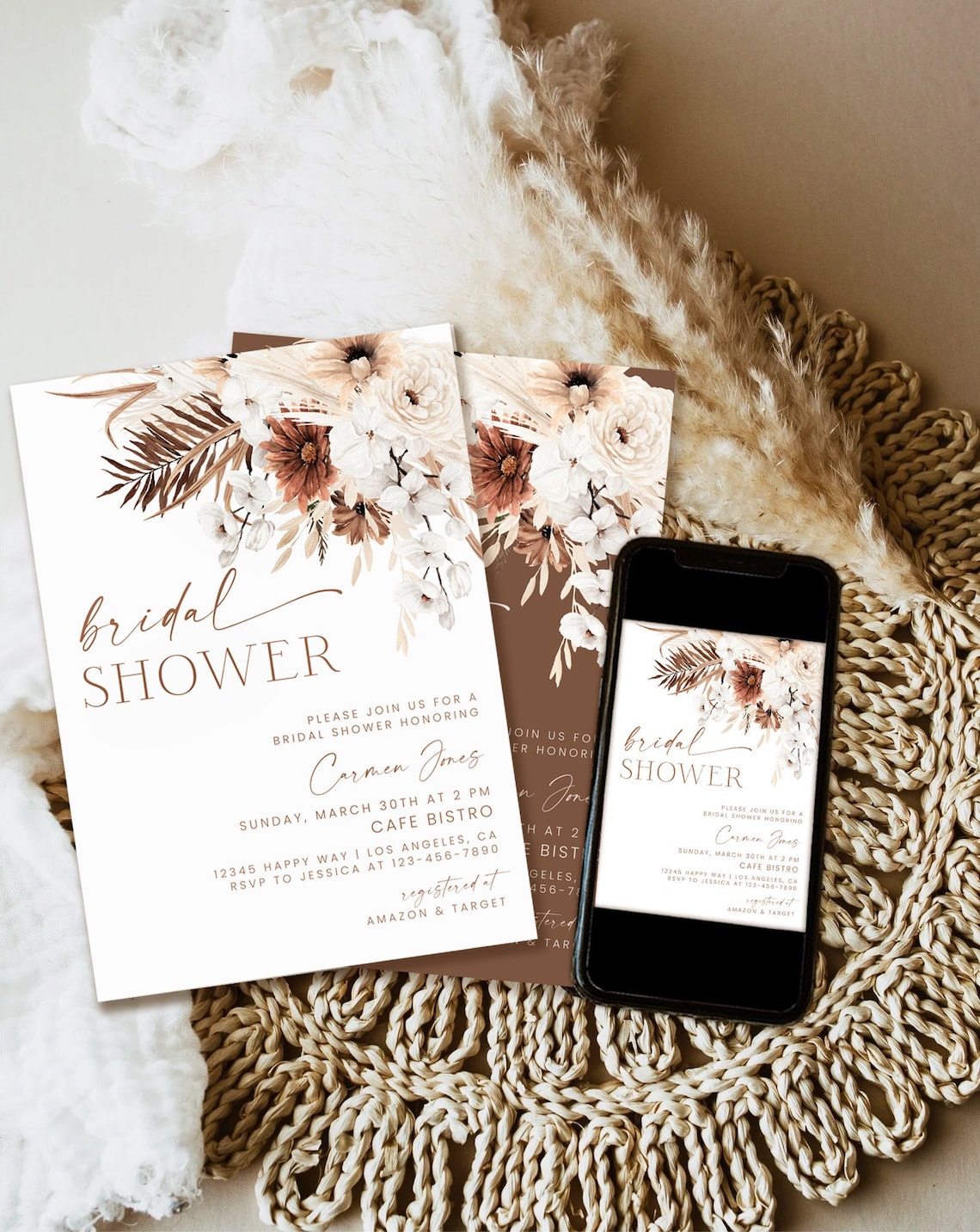 Bridal shower invitation Boho bridal shower invitation image 1