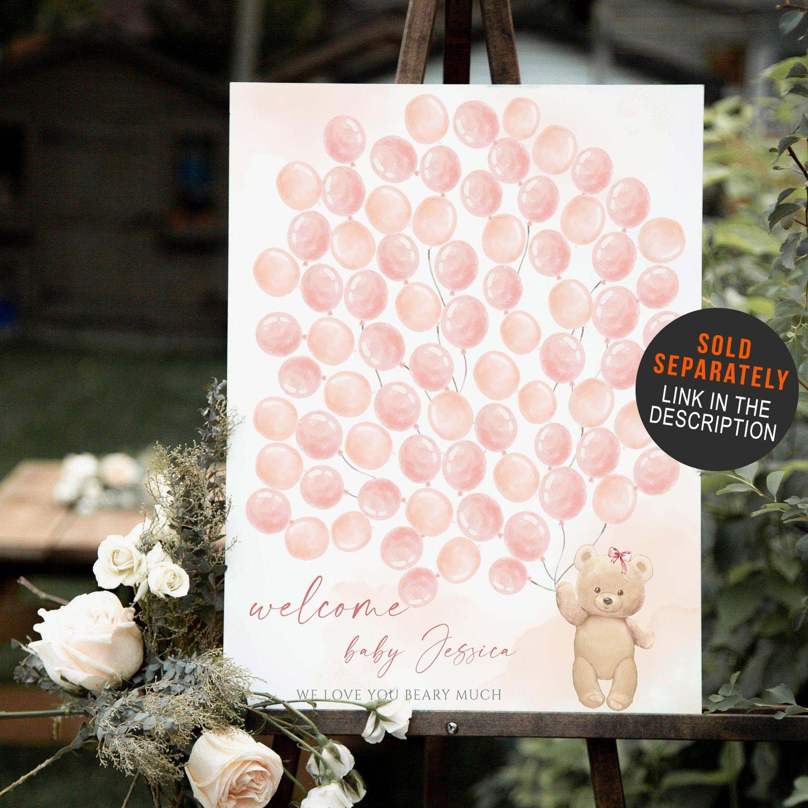 Pink Teddy Bear Baby Shower Invitation Bundle (editable) - Etsy