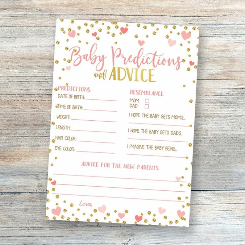 Baby Prediction and Advice Cards Instant Download Baby Shower - Etsy