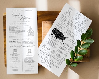 Infographic Wedding Program Template, Timeline (Printable Download)